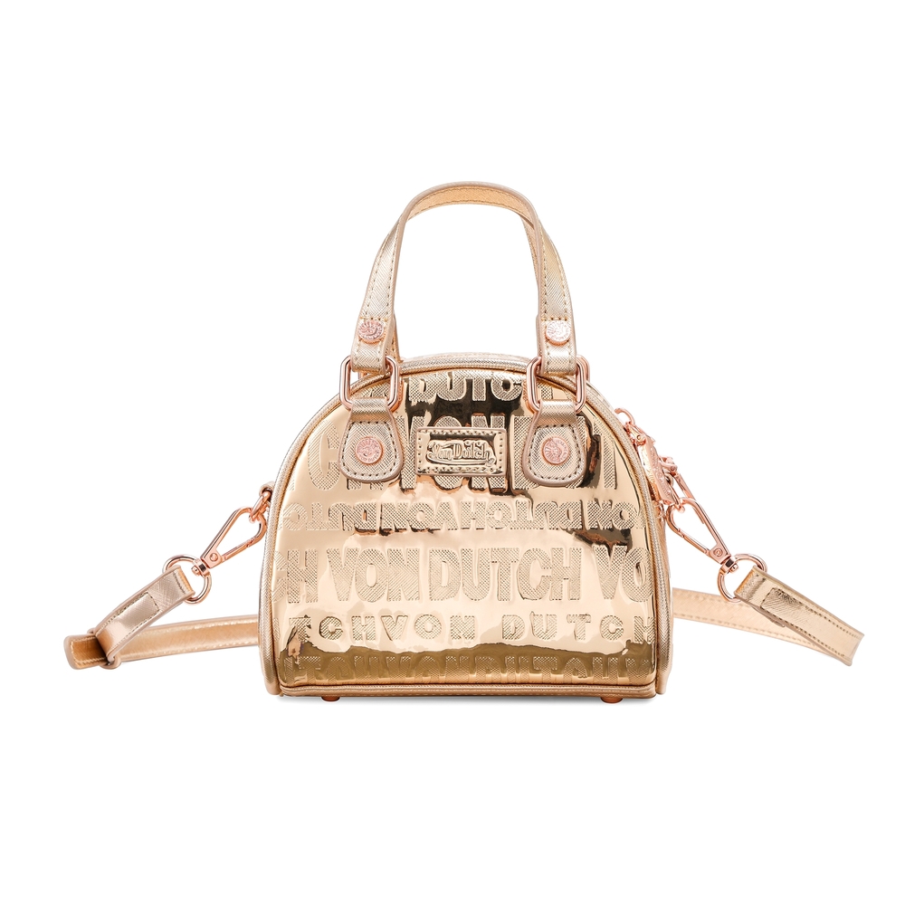 Gold Metallic Dome Satchel Handbag